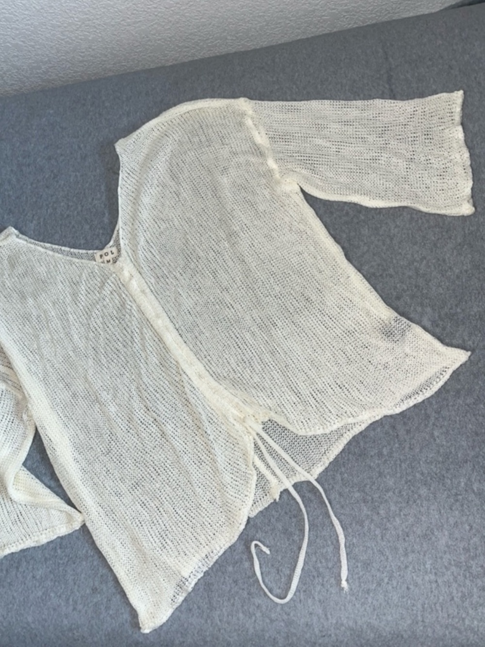 Pol Boho Ivory Oversized Open Knit Top Coverup Medium Beach Festival